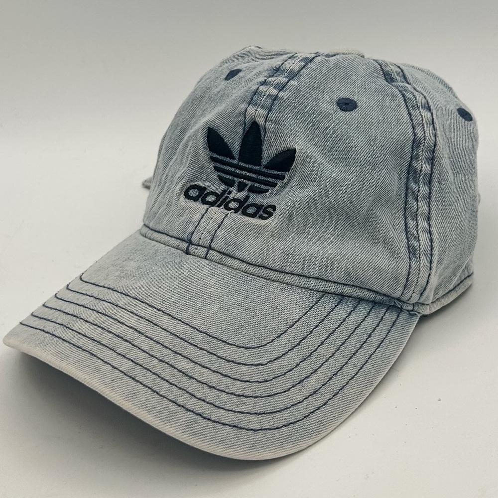 Adidas Originals Trefoil Denim Strapback Hat Blue‎ Adjustable 100% Cotton Cap